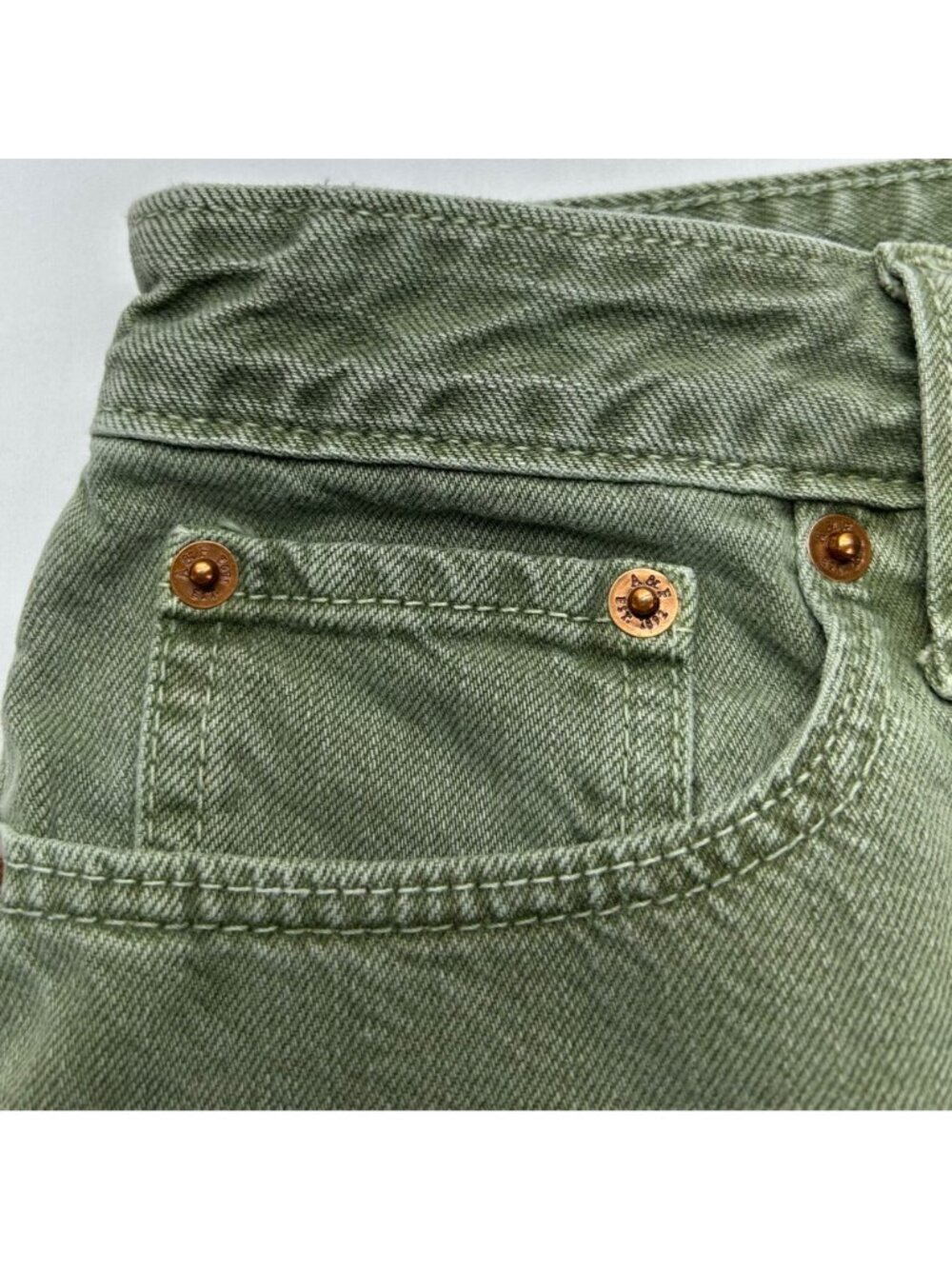 Abercrombie & Fitch Annie High Rise Women's 4/27 Olive Raw Hem Logo - Picture 9 of 15